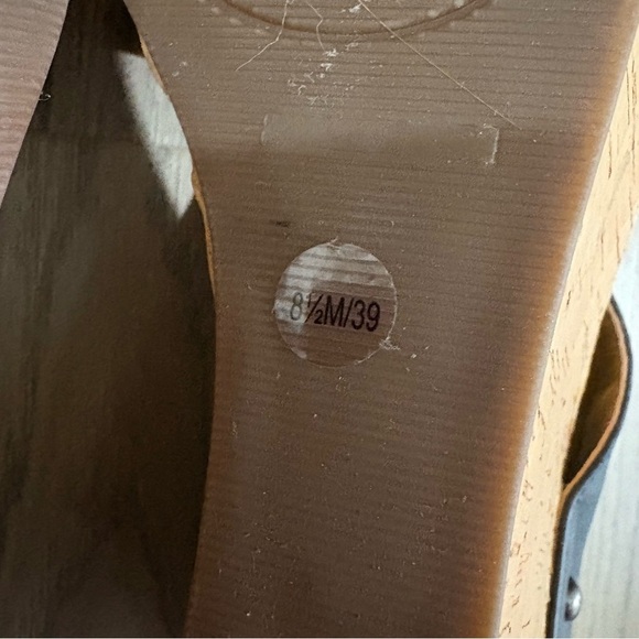 Lucky Brand MyKayla Wedge Cork Platform Studded Heel Sandal Black Sz 8.5 Boho - Picture 9 of 10